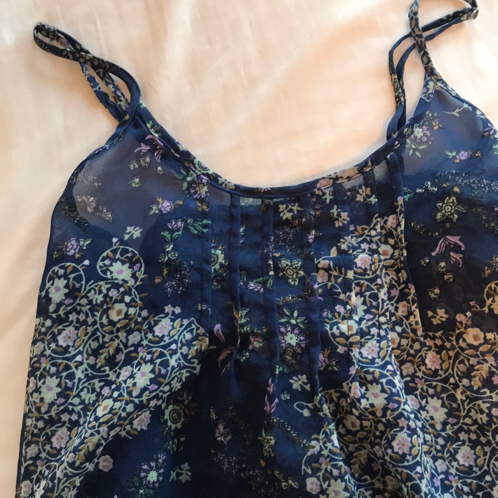 Sheer blue summer floral top